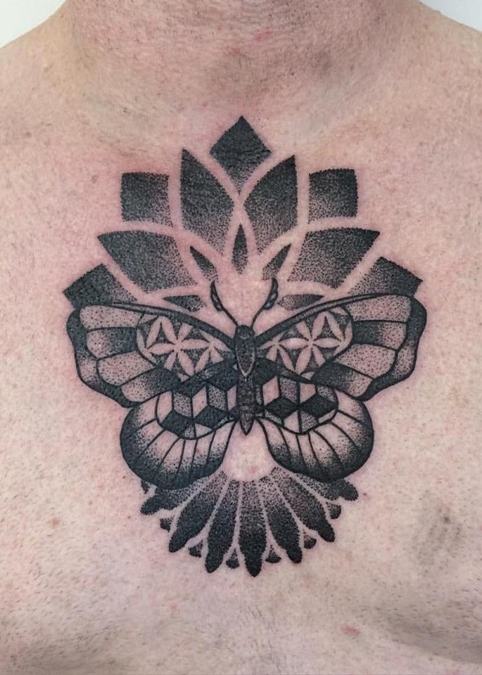 butterfly black ink tattoo