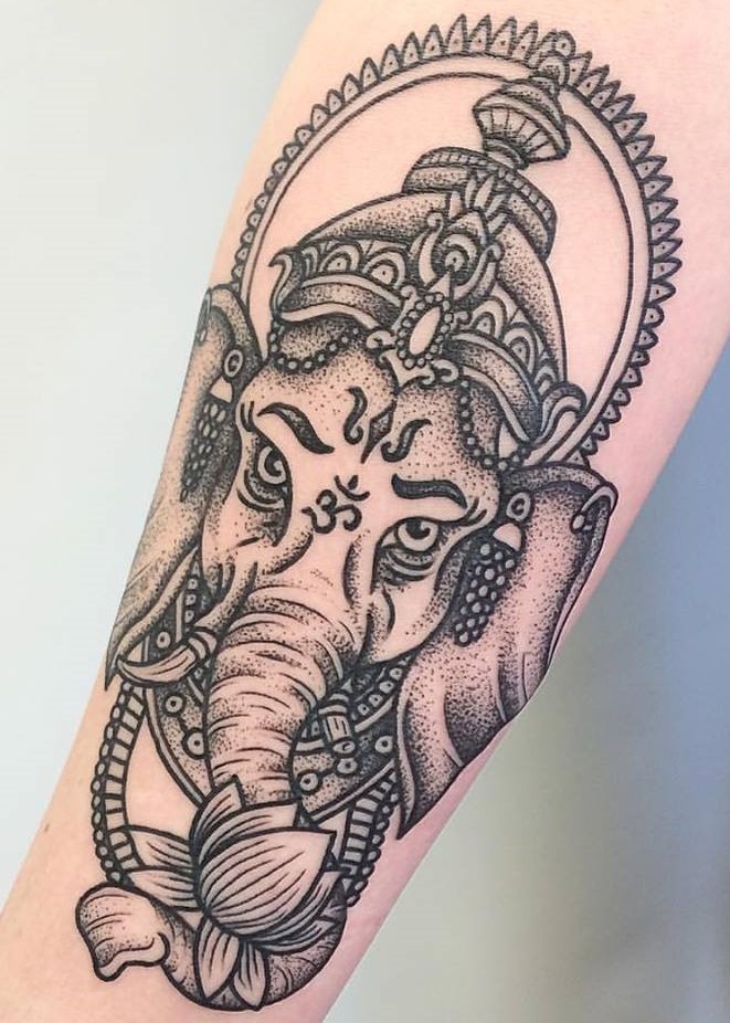 elephant black ink tattoo