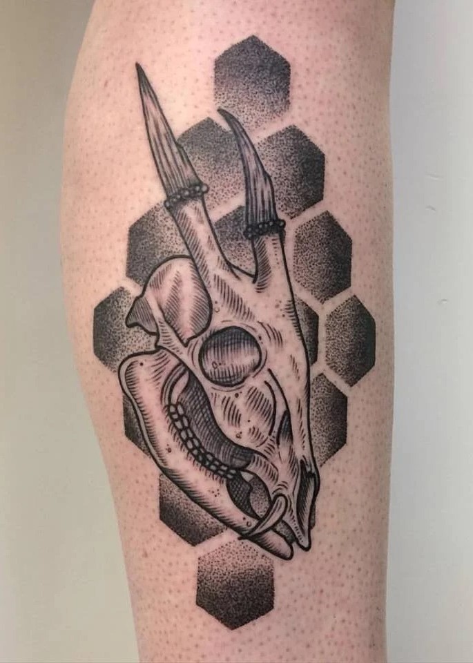 black ink skull tattoo