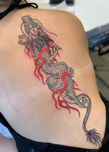 Dragon coloured tattoo