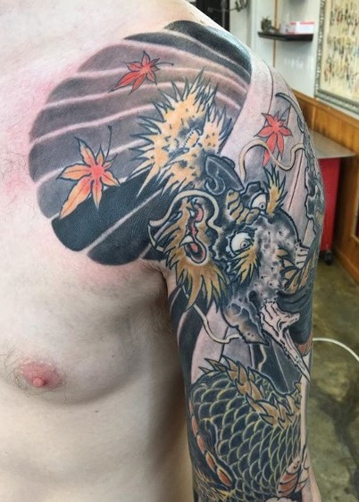 Dragon coloured tattoo